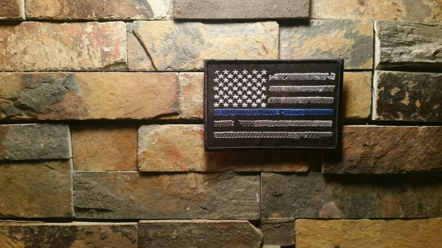 Parche delantero de motocicleta con bandera americana azul de 4 x 2 3/4 en la parte trasera