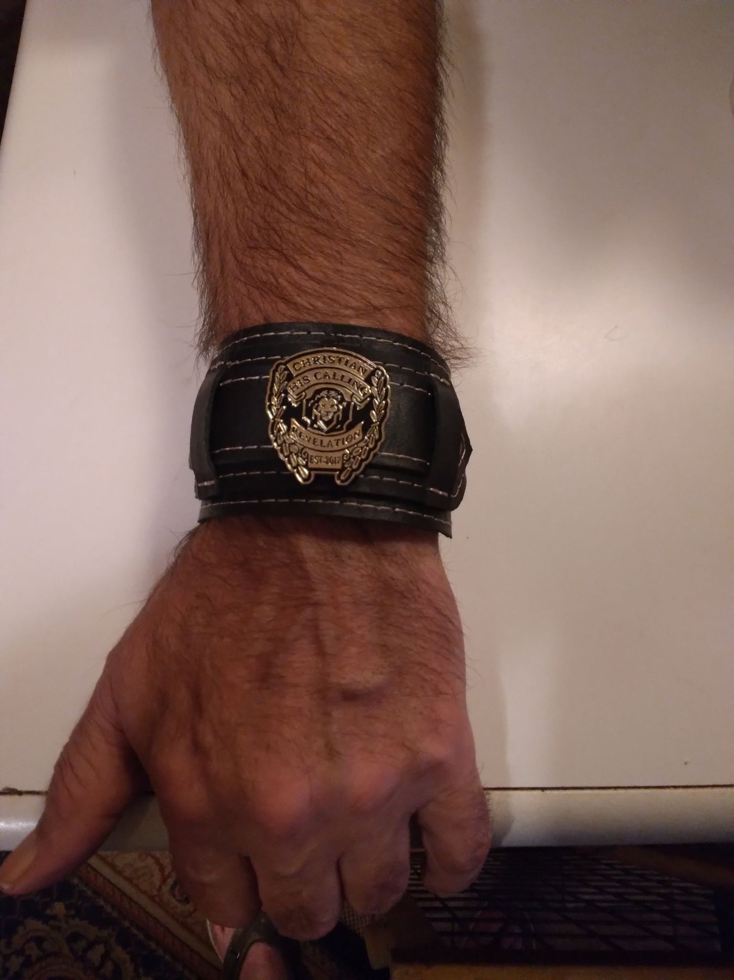 1 Genuine Leather His Calling Wide Wrist Band