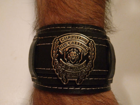 1 Genuine Leather His Calling Wide Wrist Band