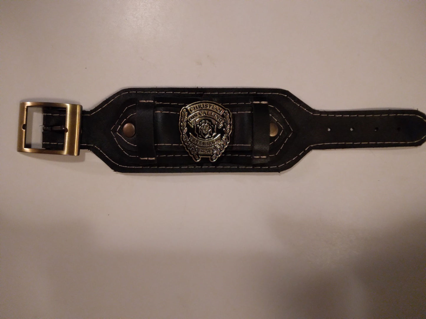 1 Genuine Leather His Calling Wide Wrist Band